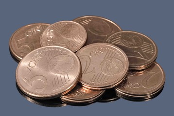 Heap of copper Euro coins