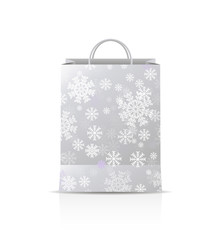 vector design of gift bag with print of falling snow