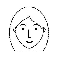 Obraz premium flat line uncolored face woman sticker over white background vector illustration