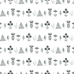 Scandinavian simple seamless pattern. Vector hand drawn background