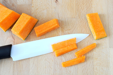 Cut the pumpkin into matchstick