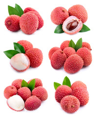 Set of lychees fruits .