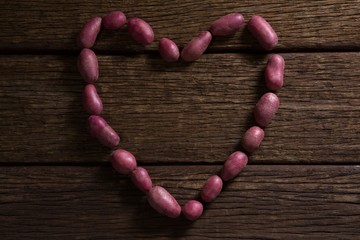 Sweet potatoes forming a heart shape