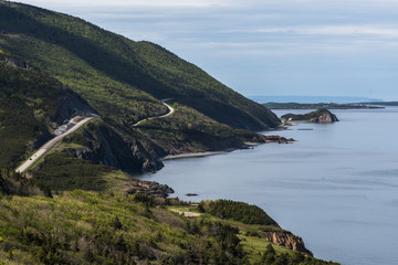 Fototapeta premium Scenic view of a coastal road, Petit Etang, Cape Breton Highlands National Park, Cape Breton Island, Nova Scotia, Canada