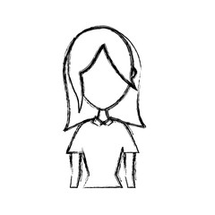 flat line uncolored   woman over white background  vector illustration