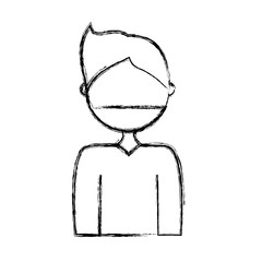 flat line  uncolored  man with beard over white background  vector illustration