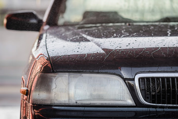 Hand car wash in a big city at a special place