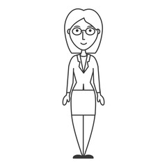 flat line  uncolored  woman job  over white background  vector illustration