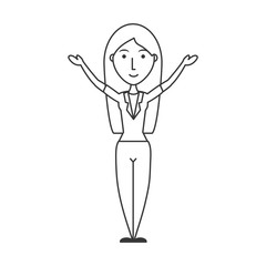 flat line    girl  over white background  vector illustration