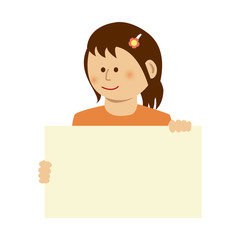 Woman holding a paper Board (placard) illustration