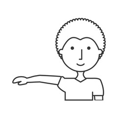 flat line  uncolored  woman  afro hairstyle over white background  vector illustration