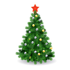 Detailed Christmas tree with red star - 175490664