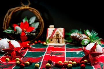 christmas decoration over dark background