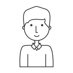 flat line uncolored boy over white  background  vector illustration