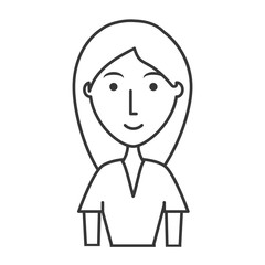flat line uncolored  woman over white background vector illustration