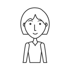 flat line uncolored  woman over white background vector illustration