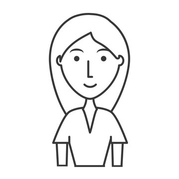 flat line uncolored  woman over white background vector illustration