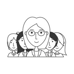 flat line uncolored women  over white  background  vector illustration