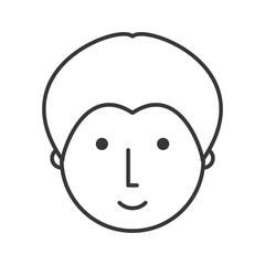 flat line uncolored  face man over white background  vector illustration