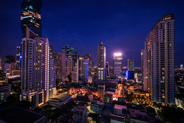 Fototapeta premium abstract cityscape on blue time twilight