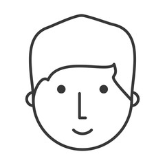 flat line uncolored  face  man over white background  vector illustration