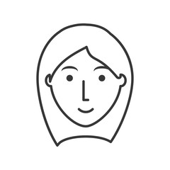 flat line  uncolored  face woman  over white background  vector illustration