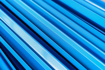 Abstract texture of the metal profile for the shelves of blue color