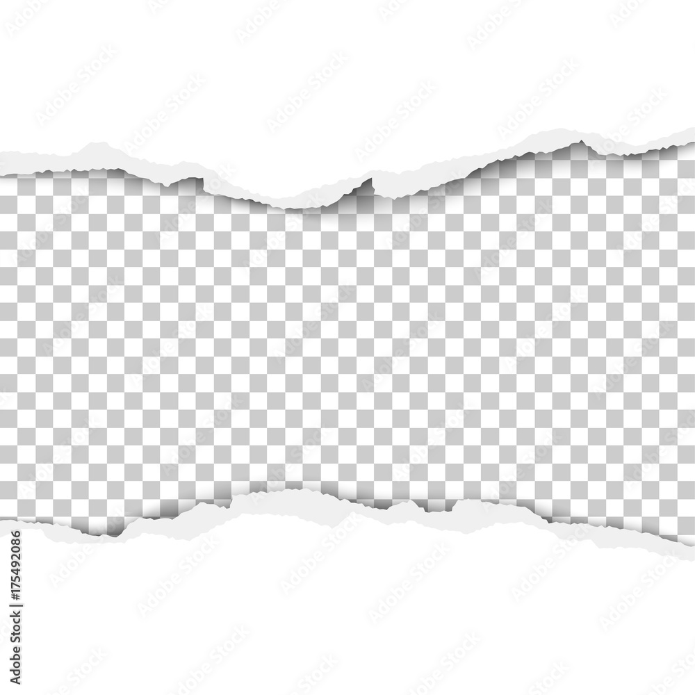 Sticker snatched out middle of white paper with transparent background of resulting hole. vector template pa