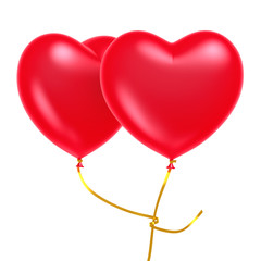 Obraz na płótnie Canvas Red heart shape balloon isolated on white background, 3D rendering