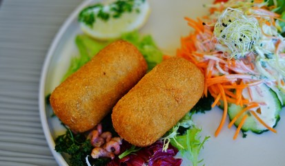 Shrimp croquette dish in Belgium