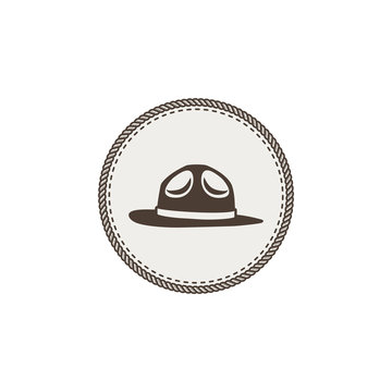 scout hat sticker, icon. Vintage hand drawn adventure patch design. Stock vector illustration isolated on white background