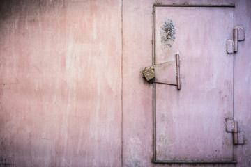 Old scratched metal garage doors