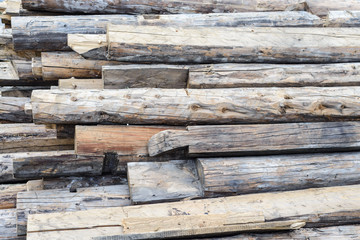 Dumped old wooden beams