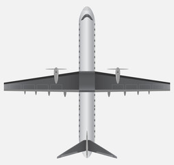 Top View of Narrow Body Passenger Propeller Airplane