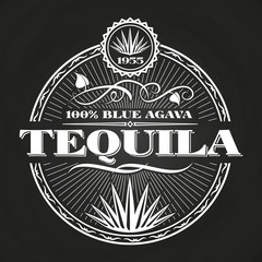 Vintage tequila banner design on chalkboard - obrazy, fototapety, plakaty