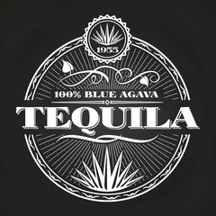 Foto op Plexiglas Vintage tequila banner design on chalkboard © MicroOne