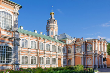 Fototapeta na wymiar Saint Alexander Nevsky Lavra with the church of the Holy Prince Fyodor in Saint Petersburg