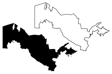 Uzbekistan map vector illustration, scribble sketch Uzbekistan 