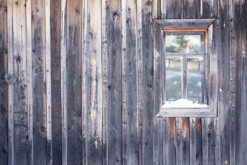Window wooden hut structure of logs