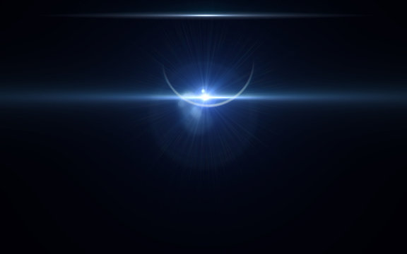 lunar eclipse moon light flare in space background.Abstract digital lens flare in black background.Simple nature flare on space