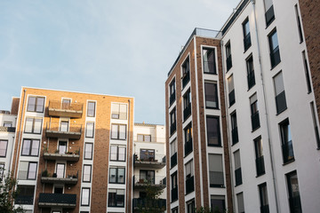 Fototapeta premium beautiful modern apartment buildings in warm sunlight