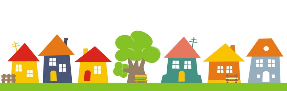 Town, color vector  icon, group of houses.