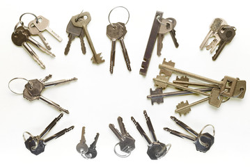 lot of different keys on  yellow background