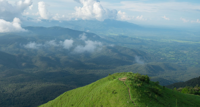 views of the mountain landscape. Blue sky and clouds bright at Doi Luang Tak Thailand.
