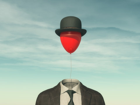 .Man with a red balloon