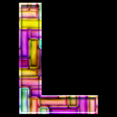3D render of neon bricks alphabet letter