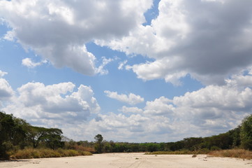 Fototapeta na wymiar The African landscape. Dry river, Tanzania