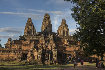 Fototapeta na wymiar Tourists at Pre Rup temple, Krong Siem Reap, Siem Reap, Cambodia