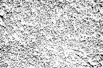 Distressed halftone grunge black and white vector illustration texture - bark beetle plaster on the wall background for creation abstract vintage effect with noise and grain.