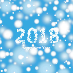 Happy new year 2018 background with snowman and snow, vector illustration.